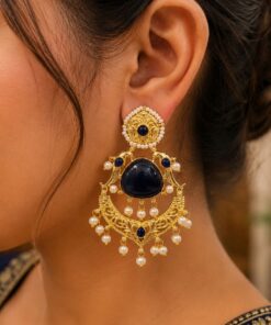 Gold Plated Parrot Earring Ethnic Design for Traditional Wear