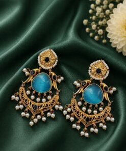 Gold Plated Parrot Earring Ethnic Design for Traditional Wear - Image 9
