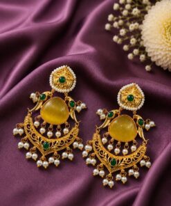 Gold Plated Parrot Earring Ethnic Design for Traditional Wear - Image 8