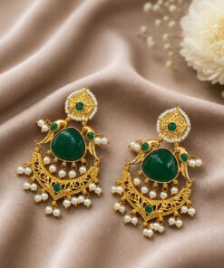 Gold Plated Parrot Earring Ethnic Design for Traditional Wear - Image 5