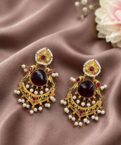 Gold Plated Parrot Earring Ethnic Design for Traditional Wear - Image 3