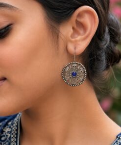 Silver Flower Earring Elegant Oxidized Design for Party Wear