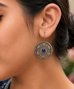 Silver Flower Earring Elegant Oxidized Design for Party Wear - Image 6