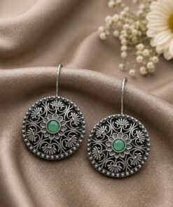 Silver Flower Earring Elegant Oxidized Design for Party Wear - Image 4