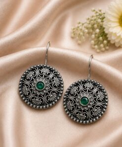 Silver Flower Earring Elegant Oxidized Design for Party Wear - Image 7