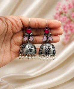 Jhumka Hook Earring Elegant Oxidized Party Wear for Stylish Look - Image 3