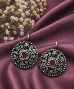 Silver Floral Bugadi Elegant Oxidized for Women - Image 4