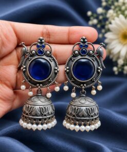 Silver Peacock Jhumka Earring Ethnic Design for Traditional Wear - Image 9