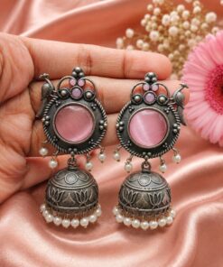 Silver Peacock Jhumka Earring Ethnic Design for Traditional Wear - Image 8