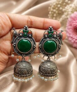 Silver Peacock Jhumka Earring Ethnic Design for Traditional Wear - Image 6