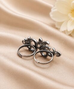 Oxidized Om Ring Adjustable Traditional Silver Ring for Women - Image 3