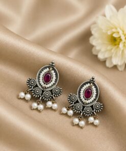 Beautiful Floral Stud Earring Elegant Oxidized Earrings for Minimalist Jewelry - Image 5