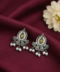 Alternative view of Beautiful Floral Stud Earring Elegant Oxidized Earrings for Minimalist Jewelry