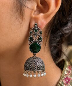 Traditional Jhumka Earring Oxidized Silver Ethnic Design for Beautiful Look