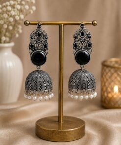 Traditional Jhumka Earring Oxidized Silver Ethnic Design for Beautiful Look - Image 7