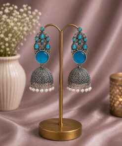 Traditional Jhumka Earring Oxidized Silver Ethnic Design for Beautiful Look - Image 6
