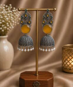 Traditional Jhumka Earring Oxidized Silver Ethnic Design for Beautiful Look - Image 4