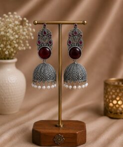 Traditional Jhumka Earring Oxidized Silver Ethnic Design for Beautiful Look - Image 5