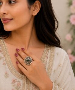 Silver Flower Ring Adjustable Floral Ring for Traditional Wear