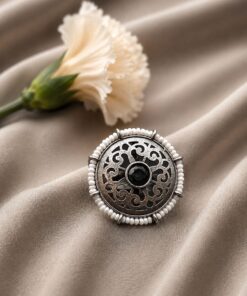 Silver Flower Ring Adjustable Floral Ring for Traditional Wear - Image 8