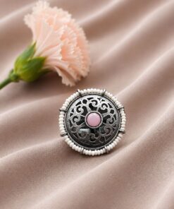 Silver Flower Ring Adjustable Floral Ring for Traditional Wear - Image 6