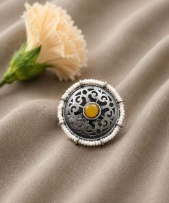 Silver Flower Ring Adjustable Floral Ring for Traditional Wear - Image 5