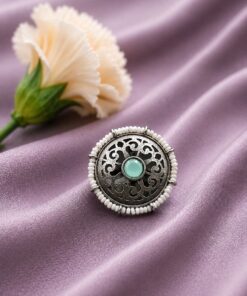 Silver Flower Ring Adjustable Floral Ring for Traditional Wear - Image 3