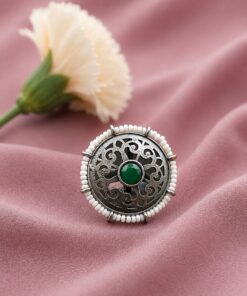 Alternative view of Silver Flower Ring Adjustable Floral Ring for Traditional Wear