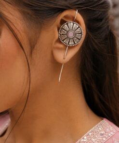 Ethnic Silver Earcuff Traditional Oxidized Silver Ear Cuff for Party Wear