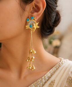 Gold Plated Parrot Kashmiri Earring Traditional Designer Earrings for Women