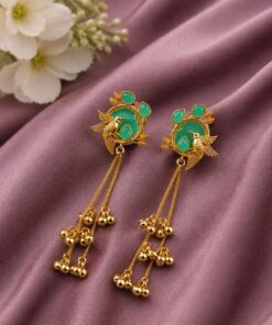 Gold Plated Parrot Kashmiri Earring Traditional Designer Earrings for Women - Image 9