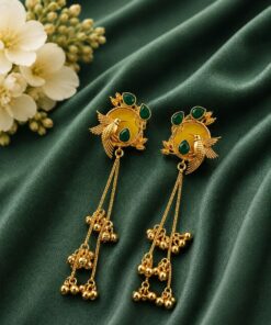 Gold Plated Parrot Kashmiri Earring Traditional Designer Earrings for Women - Image 7