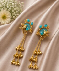 Gold Plated Parrot Kashmiri Earring Traditional Designer Earrings for Women - Image 3