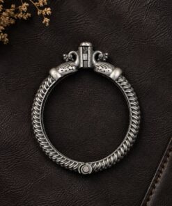 Oxidized Peacock Kada Traditional Silver Peacock Bangle for Women