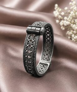 Alternative view of Geometric Silver Openable Kada Adjustable Designer Bracelet for Women