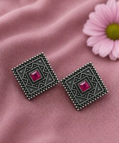 Antique Oxidised Square Stud ? Stunning Earrings for Elegant Modern Traditional Looks - Image 10