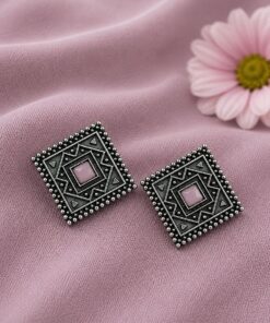 Antique Oxidised Square Stud ? Stunning Earrings for Elegant Modern Traditional Looks - Image 8