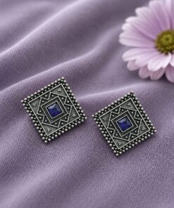 Antique Oxidised Square Stud ? Stunning Earrings for Elegant Modern Traditional Looks - Image 7