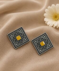 Antique Oxidised Square Stud ? Stunning Earrings for Elegant Modern Traditional Looks - Image 9
