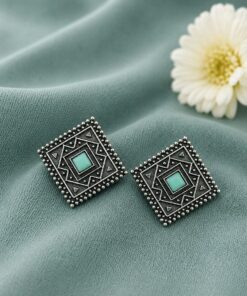 Antique Oxidised Square Stud ? Stunning Earrings for Elegant Modern Traditional Looks - Image 6