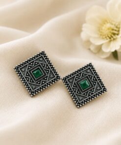 Antique Oxidised Square Stud ? Stunning Earrings for Elegant Modern Traditional Looks - Image 4