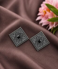 Alternative view of Antique Oxidised Square Stud ? Stunning Earrings for Elegant Modern Traditional Looks