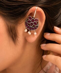 Exquisite Floral Half Moon Bugadi for Gorgeous Traditional Wear