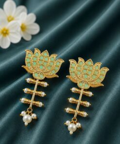 Golden Lotus Earring ? Ethnic Jewelry for Stylish Traditional Looks - Image 9