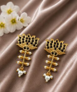 Golden Lotus Earring ? Ethnic Jewelry for Stylish Traditional Looks - Image 8