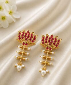 Golden Lotus Earring ? Ethnic Jewelry for Stylish Traditional Looks - Image 6