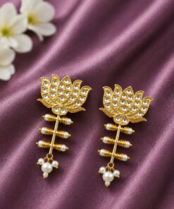 Golden Lotus Earring ? Ethnic Jewelry for Stylish Traditional Looks - Image 4