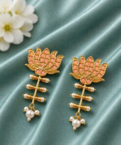 Golden Lotus Earring ? Ethnic Jewelry for Stylish Traditional Looks - Image 5