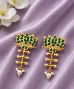 Golden Lotus Earring ? Ethnic Jewelry for Stylish Traditional Looks - Image 3