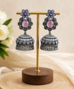 Alternative view of Antique Floral Jhumka ? Gorgeous Traditional Earrings for Elegant Festive Style